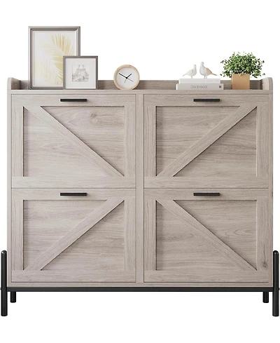 Ironck Shoe Storage Cabinet with 4 Flip Drawers