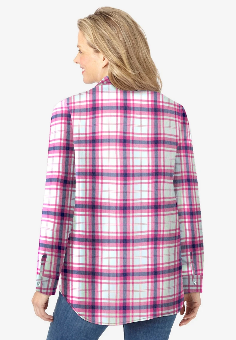 Woman Within Plus Classic Flannel Shirt