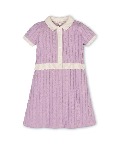 Hope & Henry Toddler Girls Organic Short Sleeve Collared Button Front Sweater Dress
