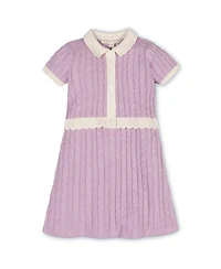 Hope & Henry Toddler Girls Organic Short Sleeve Collared Button Front Sweater Dress