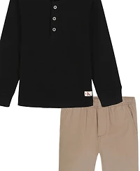Calvin Klein Toddler and Little Boys 2-Piece Henley T-Shirt Twill Joggers Set