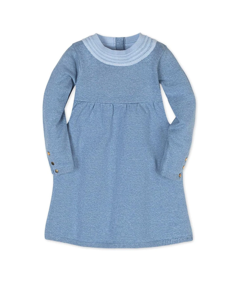 Hope & Henry Little and Big Girls' Organic Long Sleeve Empire Sweater Dress with Collar Detail