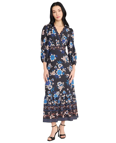 Donna Morgan Women's V-Neck Tiered Midi Dress