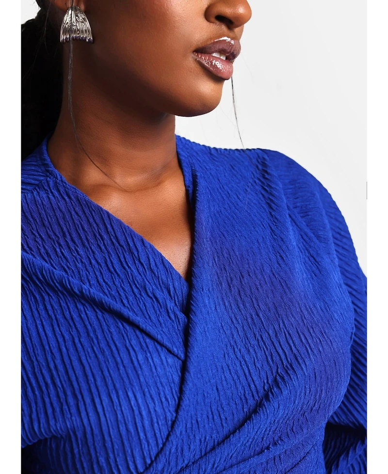 Rebdolls Women's Textured Flare Sleeve Wrap Top