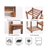 Unho Multi-Tier Wood Plant Stand Rack 10 Pot Flower Display Shelf