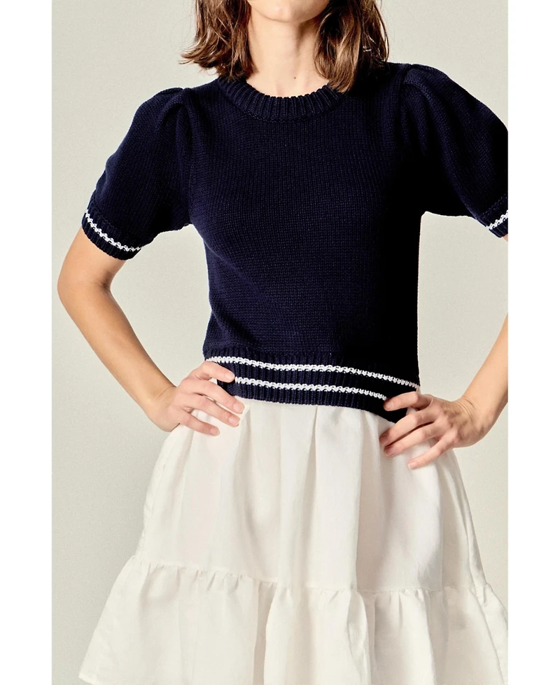English Factory Women's Mixed Media Mini Dress
