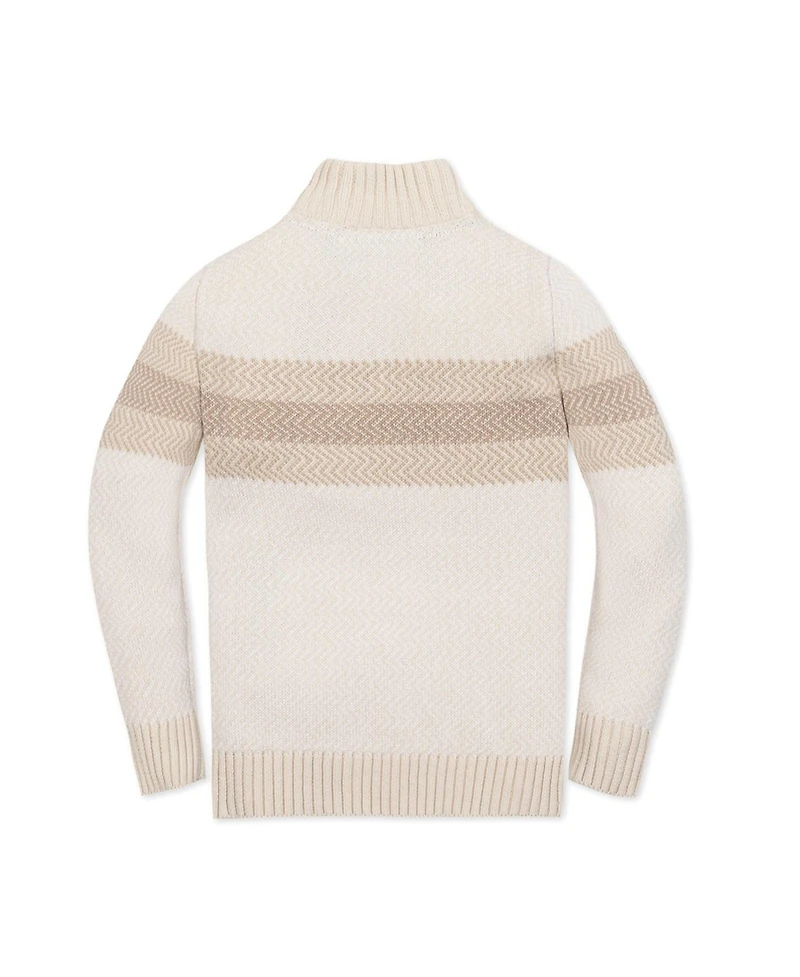 Hope & Henry Little and Big Boys' Organic Long Sleeve Half Zip Sweater with Engineered Stripe