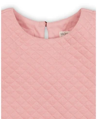 Hope & Henry Little and Big Girls' Long Sleeve Quilted Drop Waist Dress
