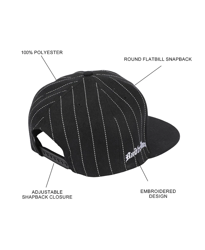 Hello Kitty Men's Badtz-Maru Embroidered Character Face Black Striped Poly Wool Baseball Hat
