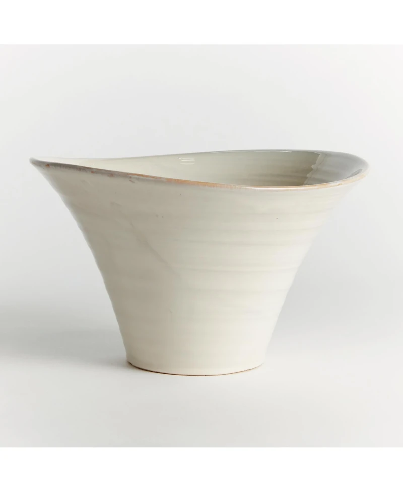 Napa Home & Garden Cotes Pot Large - White Stoneware Planter w/ Drain Hole