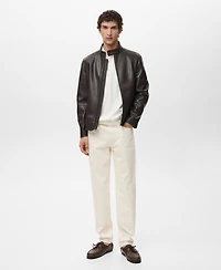 Mango Men's Zip-Up Leather-Effect Jacket