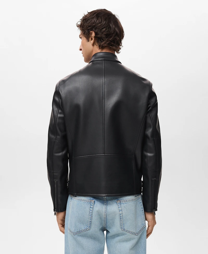 Mango Men's Zip-Up Leather-Effect Jacket
