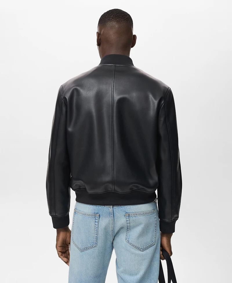 Mango Men's Leather-Effect Bomber Jacket