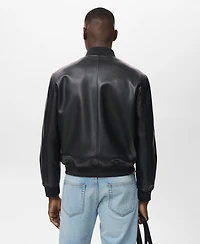 Mango Men's Leather-Effect Bomber Jacket
