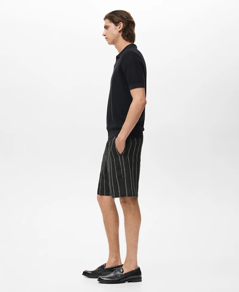 Mango Men's Striped Linen-Blend 8.5" Bermuda Shorts