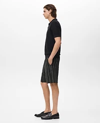 Mango Men's Striped Linen-Blend 8.5" Bermuda Shorts
