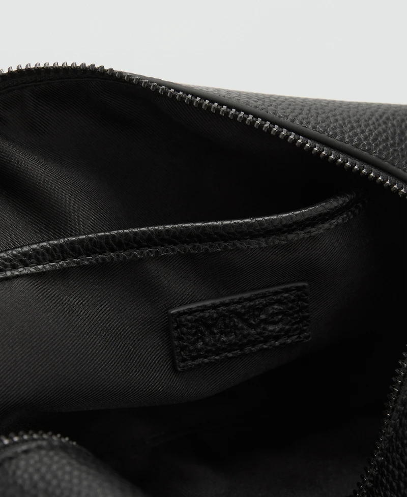 Mango Men's Contrast-Strap Pebbled Cosmetic Bag