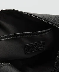 Mango Men's Contrast-Strap Pebbled Cosmetic Bag