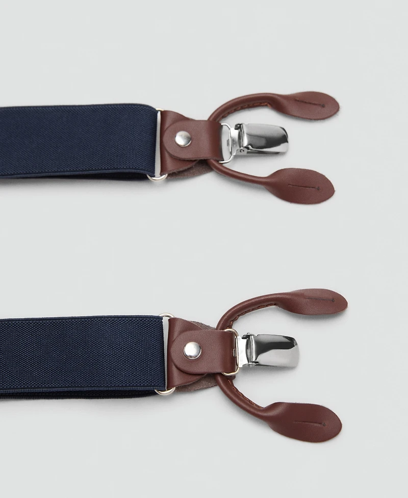 Mango Men's Leather Details Adjustable Elastic Suspenders