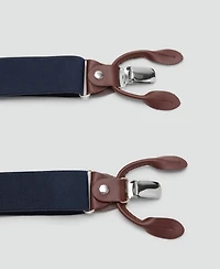 Mango Men's Leather Details Adjustable Elastic Suspenders