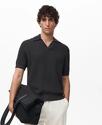 Mango Men's Crochet Cotton Polo Shirt
