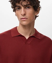 Mango Men's Ribbed Cotton Knitted Polo Shirt