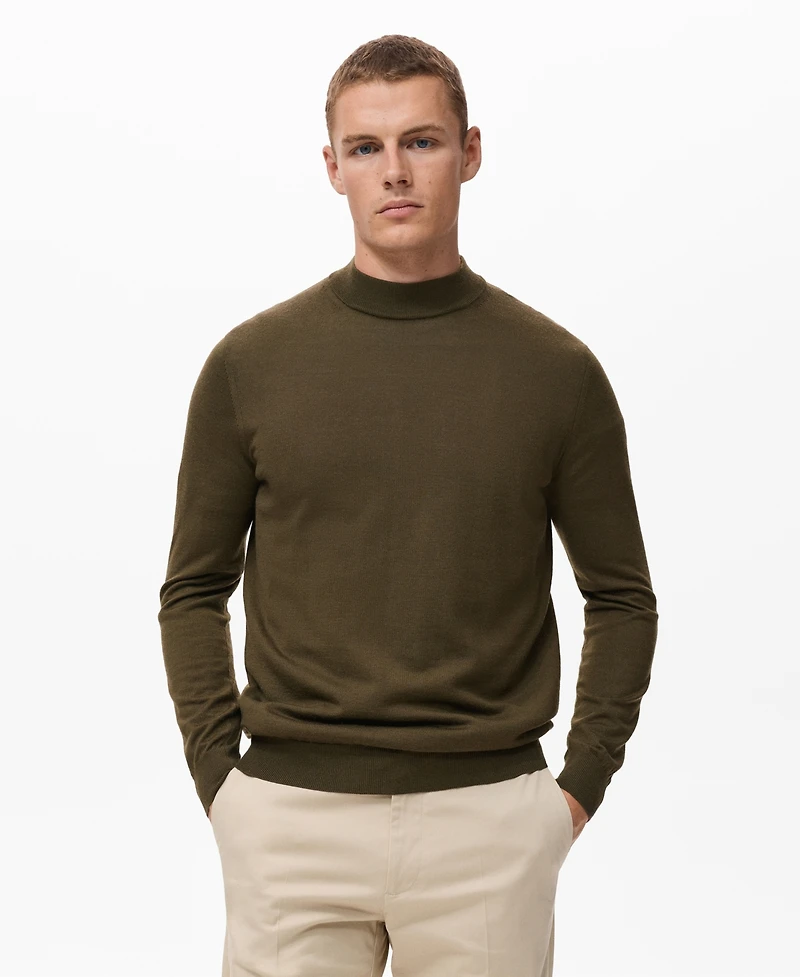 Mango Men's Wool Mock Neck Sweater