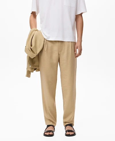 Mango Men's Straight-Fit Pleated Pants