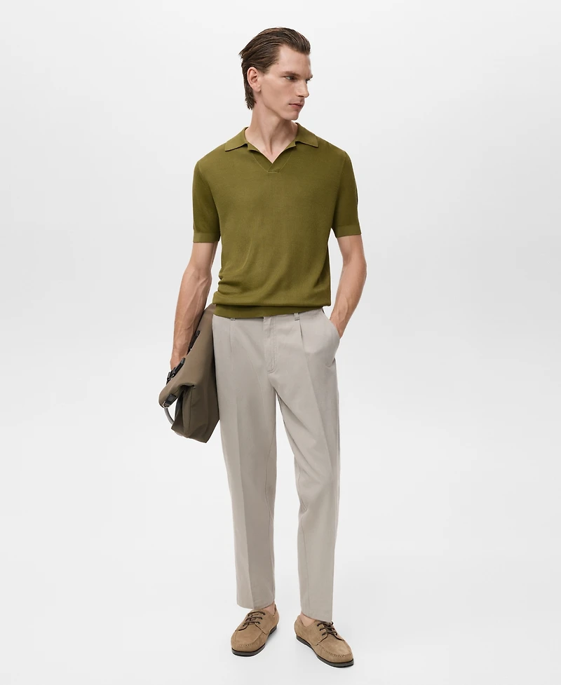 Mango Men's Fine-Knit Cotton Polo Shirt