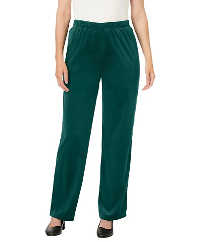 Woman Within Plus Wide-Leg Velour Pant