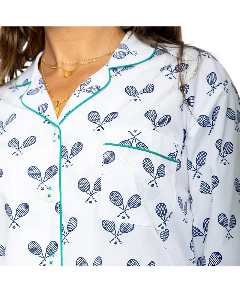 Sant and Abel Women's Tennis Navy Long Pj Set