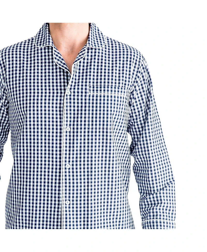 Sant and Abel Men's Hepburn Gingham Navy Long Pj Set