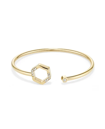 Olivia Burton Crystal Honeycomb Gold Tone Stainless Steel Bangle Bracelet