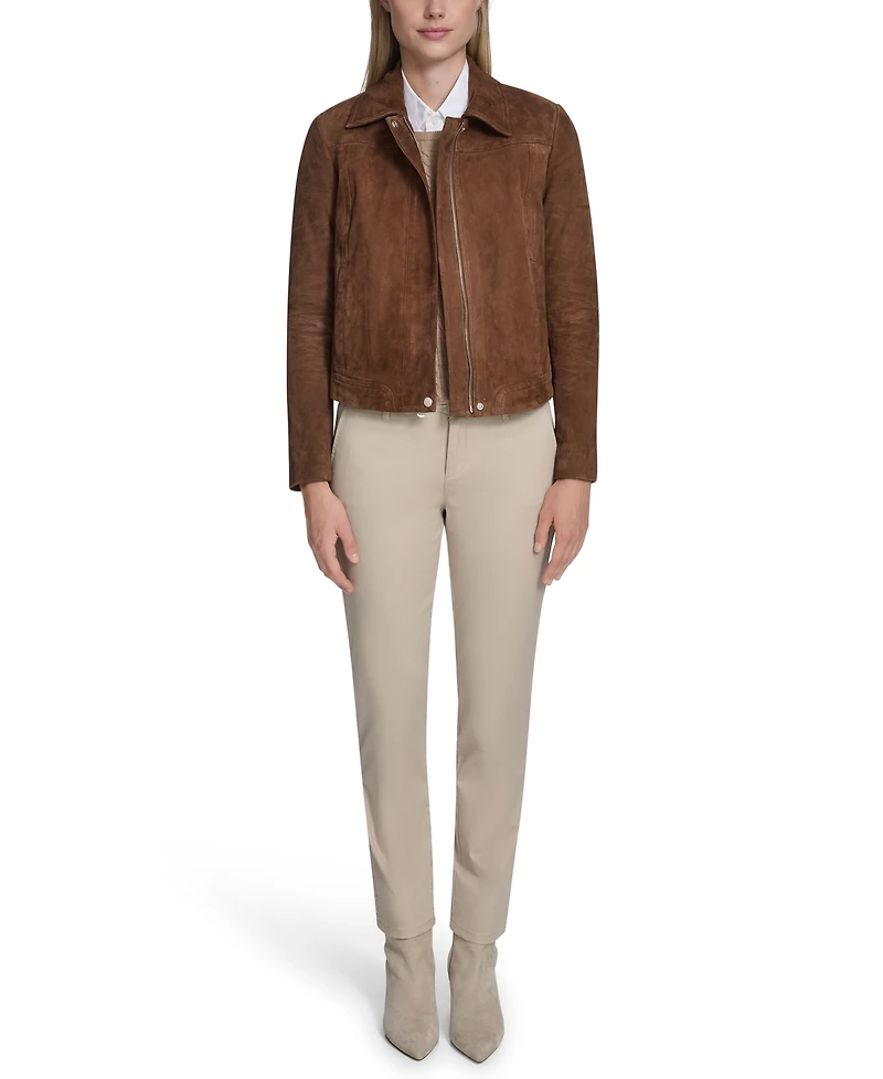Cole Haan Women's Zip Front Suede Jacket