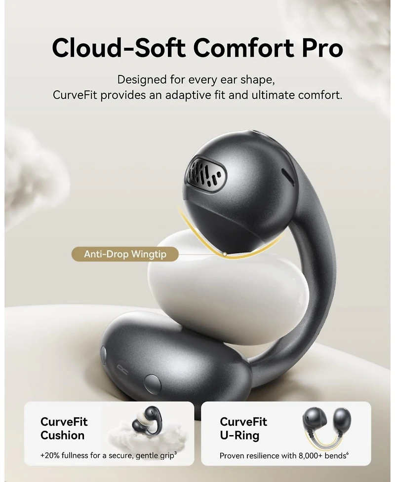 Baseus Bowie MC1 Pro Open Ear Clip-On Headphones, Hi-Res Ldac & HiFi4 Acoustic Sound, 5g Ultra-Lightweight Comfort, SuperBass 2.0, Dnn 4-Mic Ai Clear