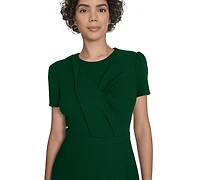 Calvin Klein Women's Short Sleeve Ruched Midi Dress