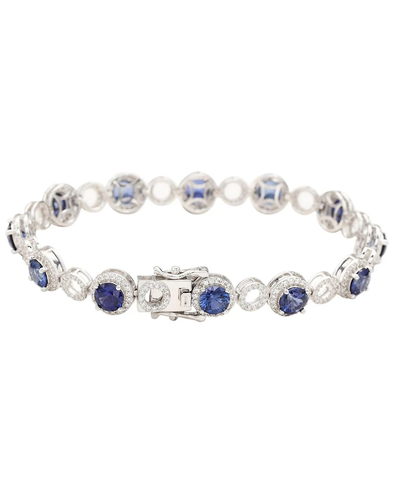 Suzy Levian Sterling Silver Sapphire & Created White Circle Bracelet