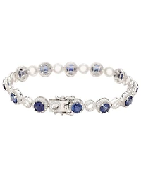 Suzy Levian Sterling Silver Sapphire & Created White Circle Bracelet