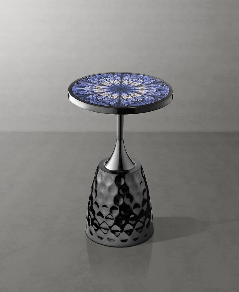 Furniture of America Knoll 16" Metal Round End Table with Pedestal Base
