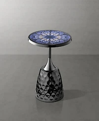 Furniture of America Knoll 16" Metal Round End Table with Pedestal Base