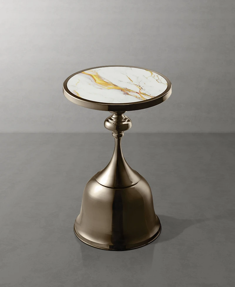 Furniture of America Knoll 16" Metal Round End Table with Pedestal Base