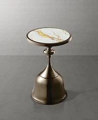 Furniture of America Knoll 16" Metal Round End Table with Pedestal Base