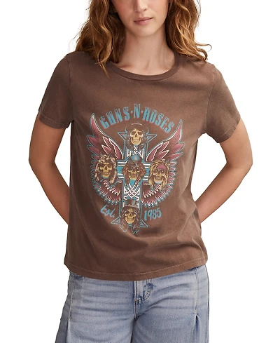 Lucky Brand Women's Guns N Roses Wings Crewneck T-Shirt