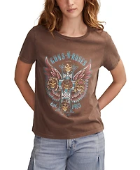Lucky Brand Women's Guns N Roses Wings Crewneck T-Shirt