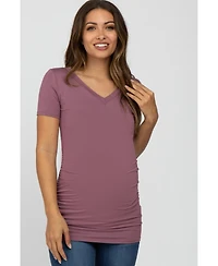 Pinkblush Maternity Mauve V-Neck Ruched Side Top