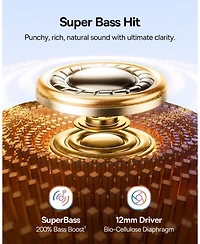 Baseus Bass BC1 Open Ear Earbuds Clip-On Headphones, Open-Ring Comfort with Tri-Curve Snug Clip,4-Mic Clear Calls, IP55 Waterproof, 38H Playtime