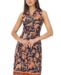 Msk Petite Zip-Neck Sleeveless Midi Dress