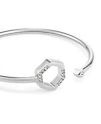 Olivia Burton Crystal Honeycomb Silver Tone Stainless Steel Bangle Bracelet