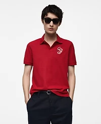 Mango Men's Embroidered Graphic Cotton Polo Shirt