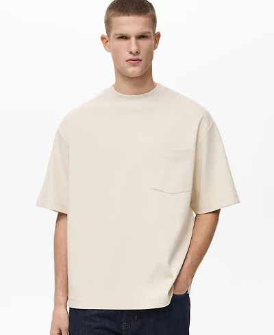 Mango Men's Oversize Cotton Pocket T-Shirt
